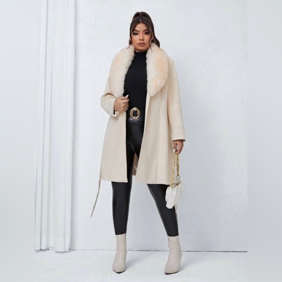 FAUX FUR COLLARED COAT - Picture 4 of 7